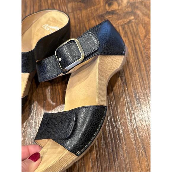 New Dansko Tanya Black Milled Burnished Leather Sandals Size 38 US 7.5 Women's - Picture 4 of 7